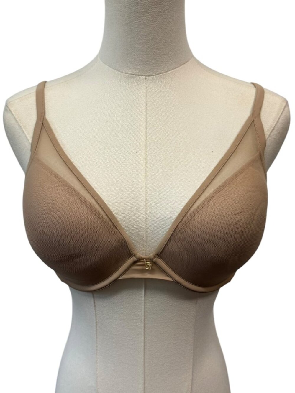 Like New ThirdLove 24/7 Mesh Contour Plunge Bra Taupe 36B 1/2